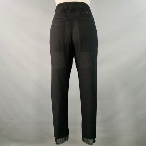 ANN DEMEULEMEESTER Size 8 Black Rayon Blend Flat Front Layered Dress Pants - Picture 3 of 7